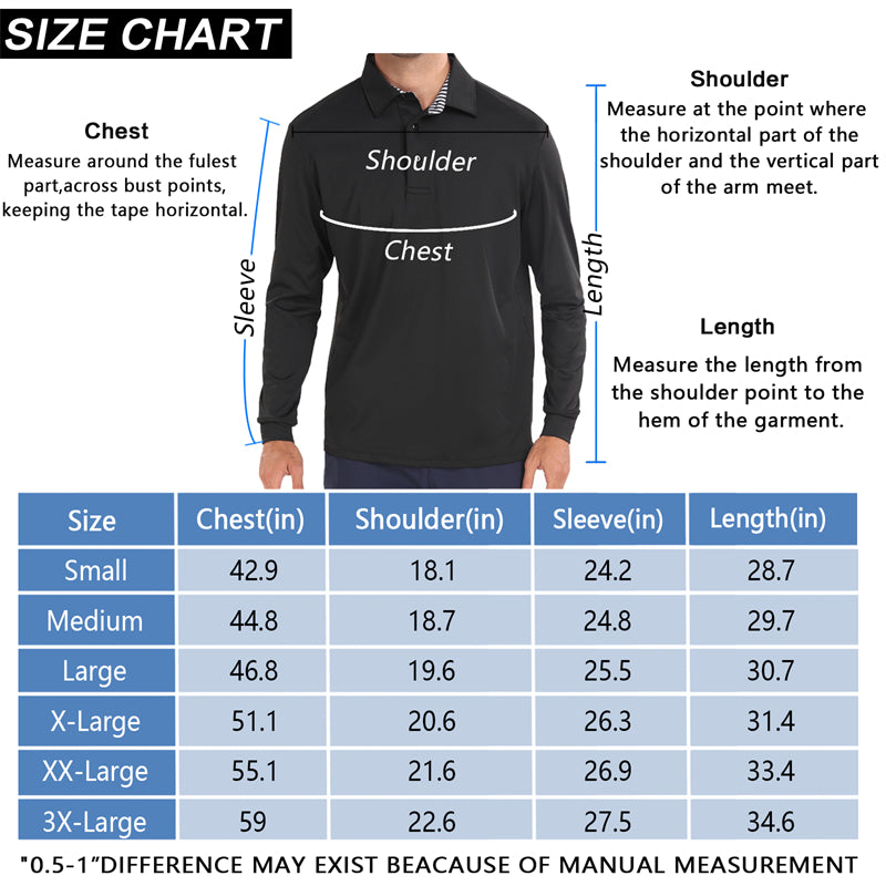 Performance Fit Long Sleeve Golf Shirt Men Navy Blue