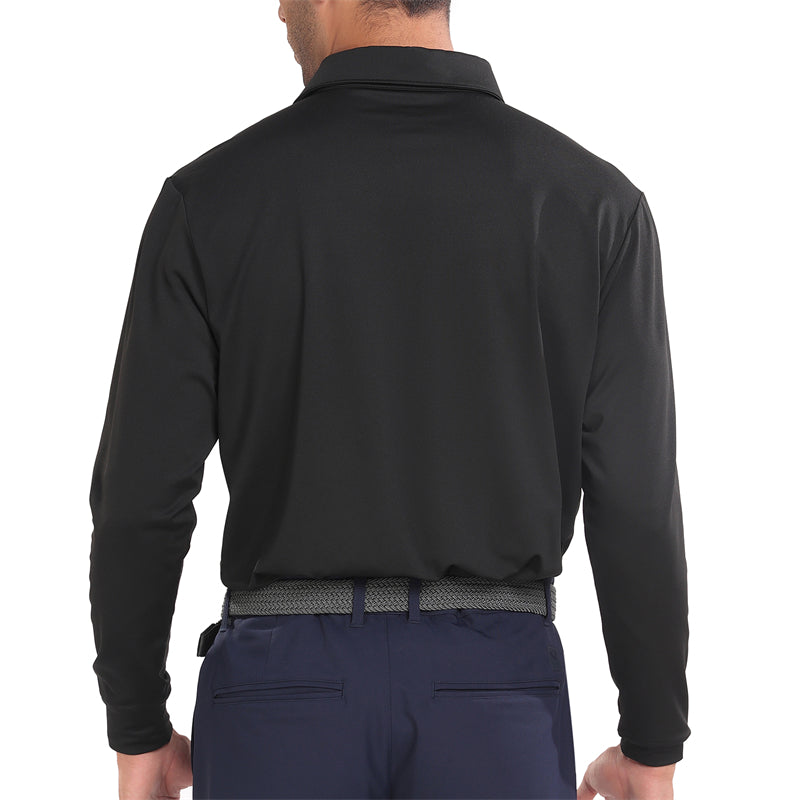 Polo de golf à manches longues Performance Fit pour homme, bleu marine 