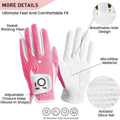 Gants de golf pour femmes Rain Grip Hot Wet All Weather Value 1 paire pour les deux mains 