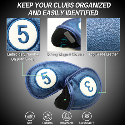 Golf Club Covers for Irons Magnetic Value 11 Pack with Gift Box Fit Main Iron Clubs