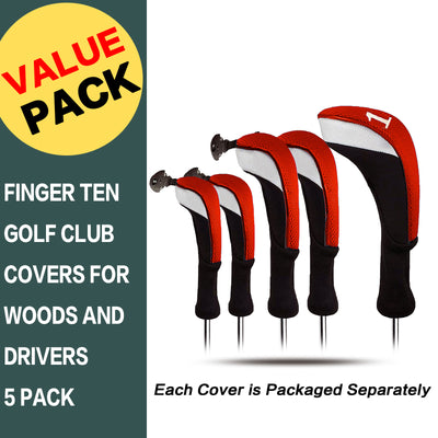 Golf Head Covers Woods Driver Fairway Hybrid 5 Pack