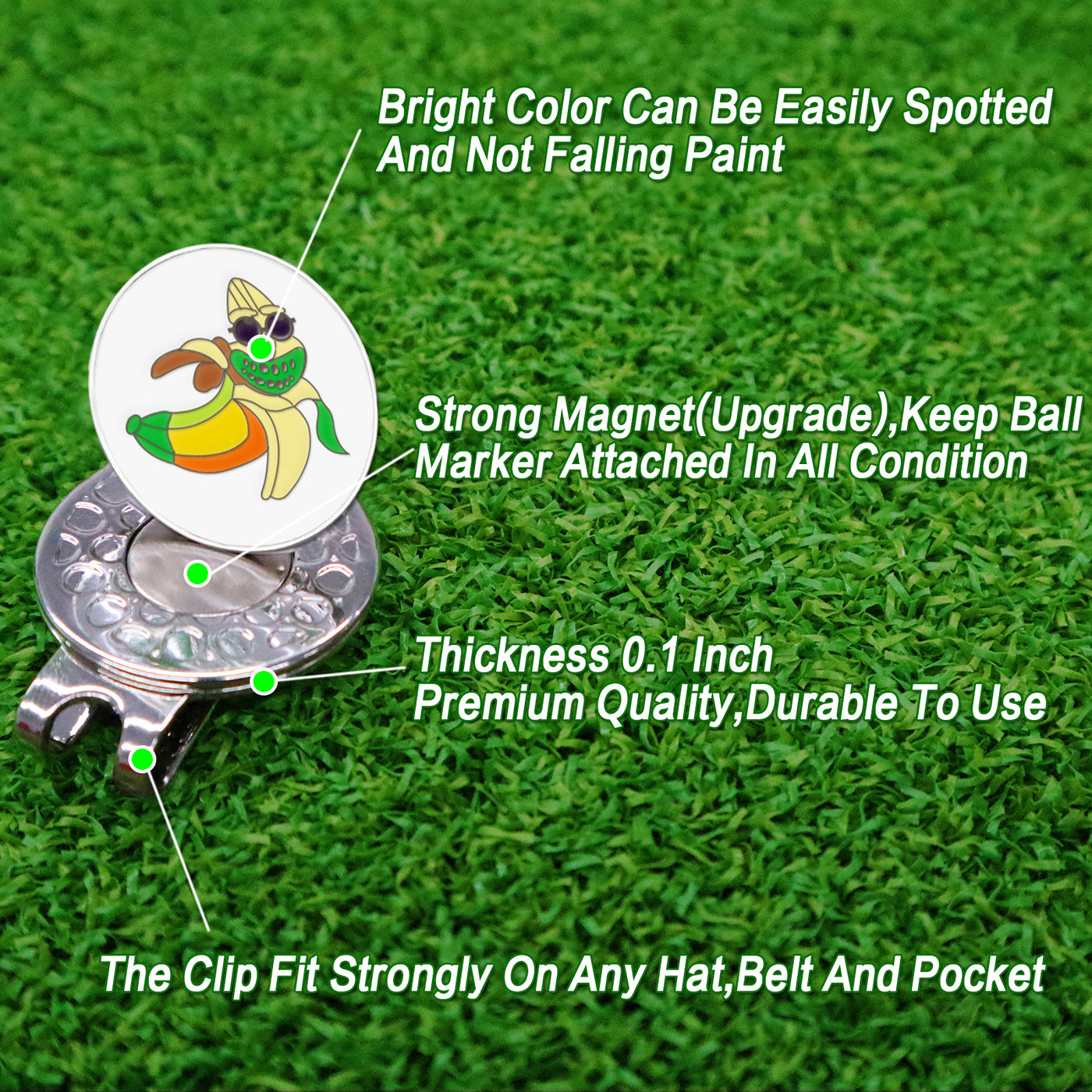 3 Pcs Golf Ball Markers with 3 Pack Hat Clip