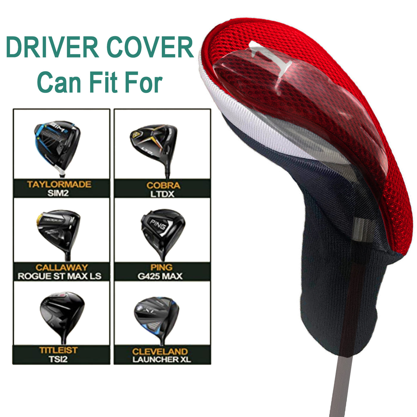 Golf Club Head Covers for Woods Driver Fairway Hybrid Value 3 Pack