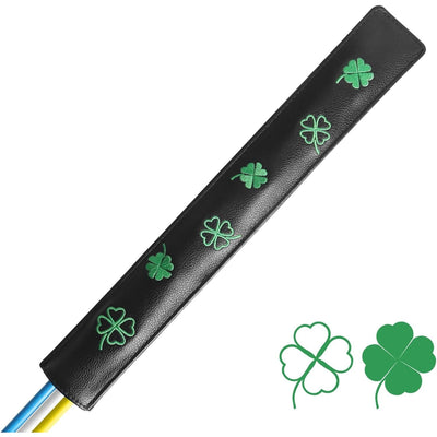 Golf Alignment Stick Cover Rods Holder Case Leather Lucky Clover 1 Pack