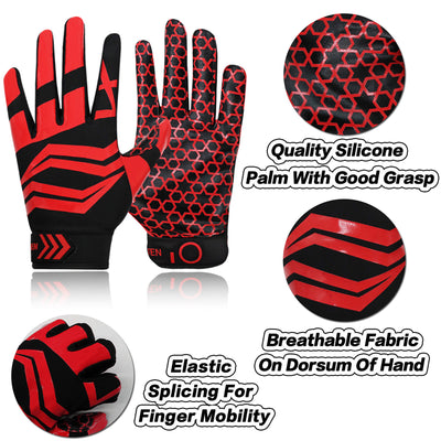 Football Gloves Men Adult Ultra Tack Sticky Non-Slip Palm Receivers