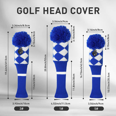 Knit Golf Head Covers Driver Fairway Woods Hybrid 1 Pack