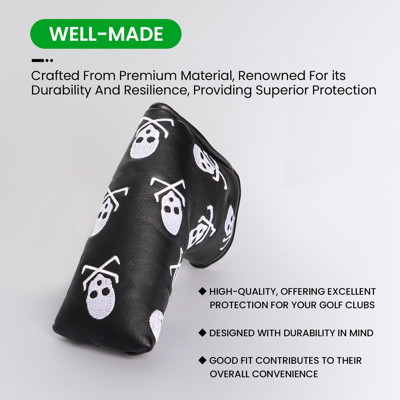 Housses de protection imperméables pour putter de golf Skull s'adaptent à la plupart des putters à lame 