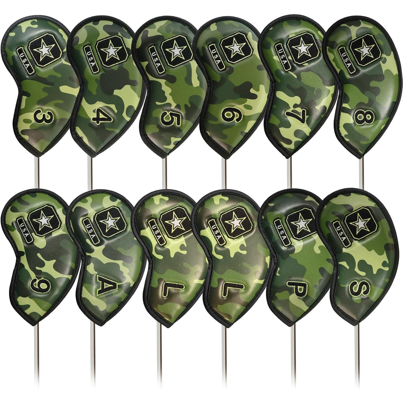 Golf Iron Head Covers Value 12 Piece Set Forest Camo Universal Fit Main Iron Clubs