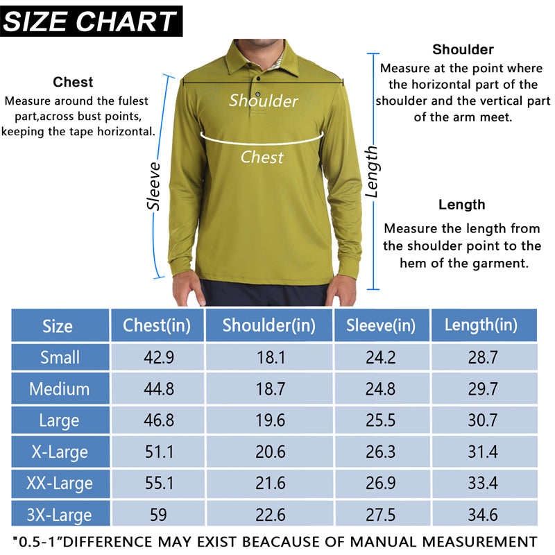 Performance Fit Long Sleeve Golf Shirt Men Blue