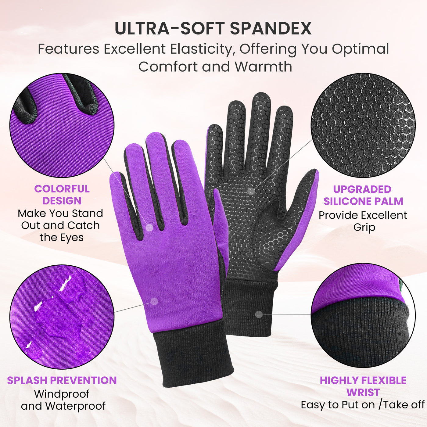 Womens Winter Golf Gloves Upgraded Silicone Palm Fleece Lined 1 Pair