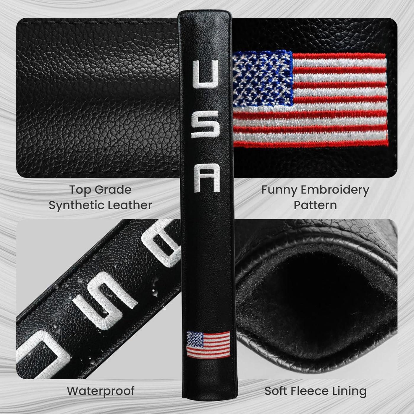 Golf Alignment Stick Cover Rods Holder Case Leather USA Flag 1 Pack