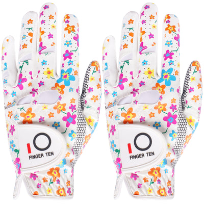 Damen-Golfhandschuhe, extra Griff, atmungsaktiv, Weathersof Flower, 2er-Pack 