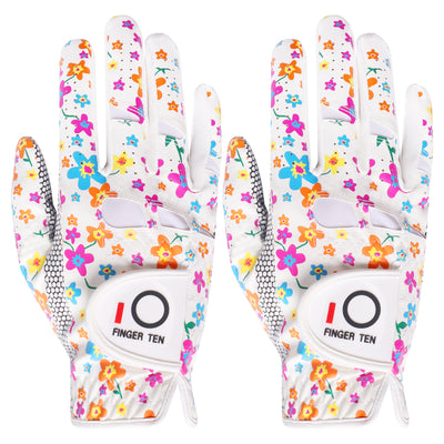 Lot de 2 gants de golf pour femme, extra-adhérents, respirants, Weathersof Flower 