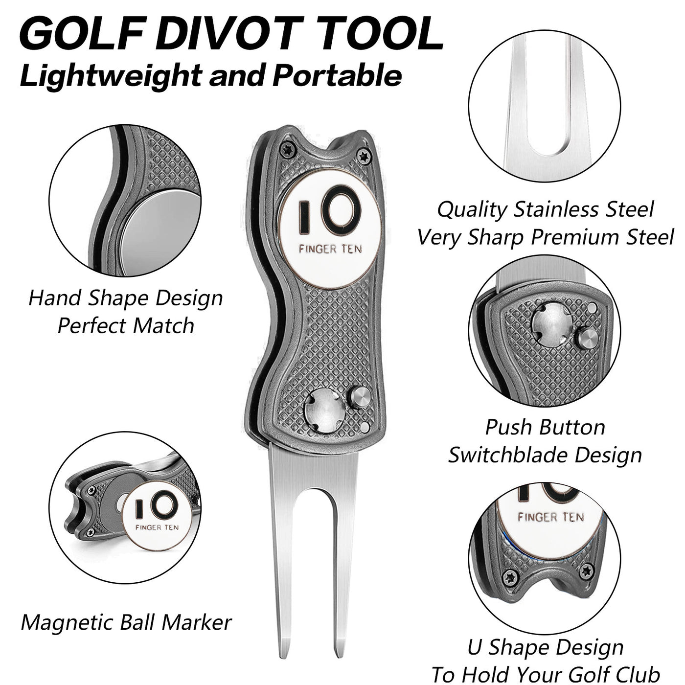 Lot de 2 outils de relèvement de gazon de golf avec marqueur de balle 