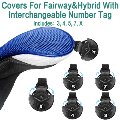 Golfschlägerkopfbedeckungen für Hölzer, Driver, Fairway, Hybrid, Vorteilspack, 3 Stück 