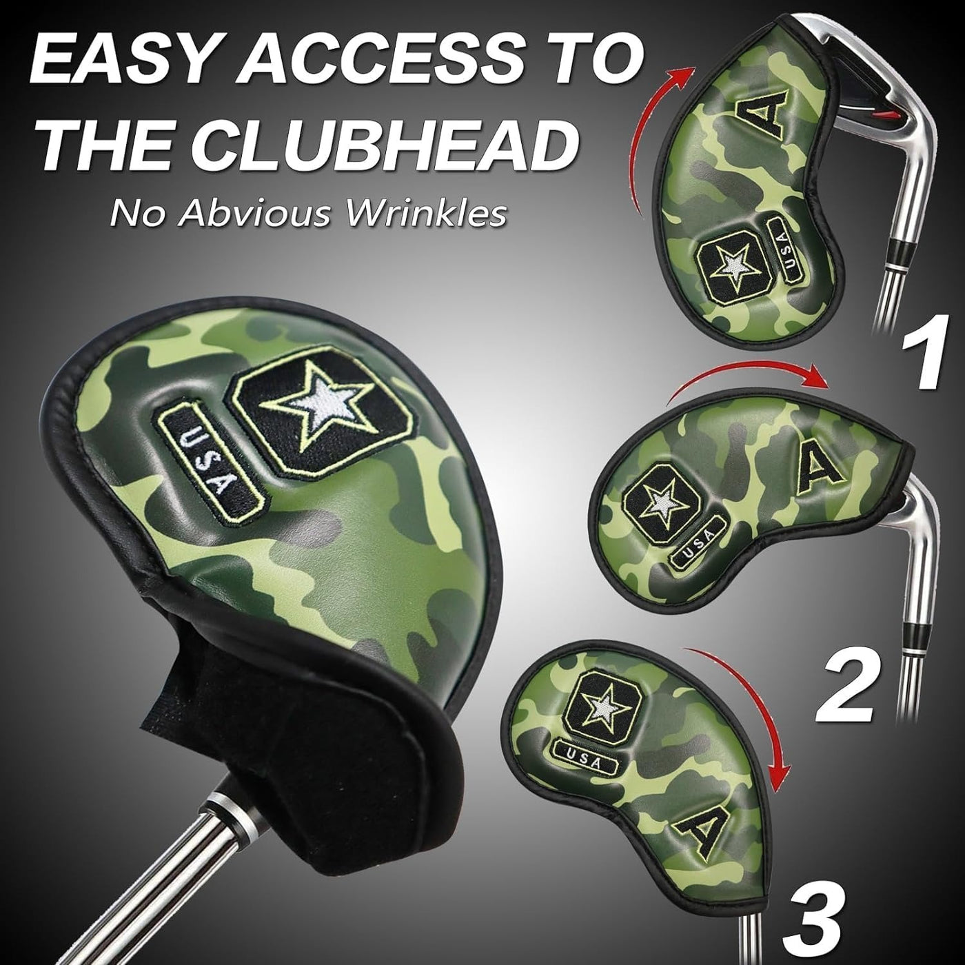 Golf Iron Head Covers Value 12 Piece Set Forest Camo Universal Fit