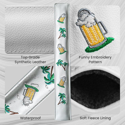 Golf Alignment Stick Cover Rods Holder Case Leather Palm Tree Beer 1 Pack