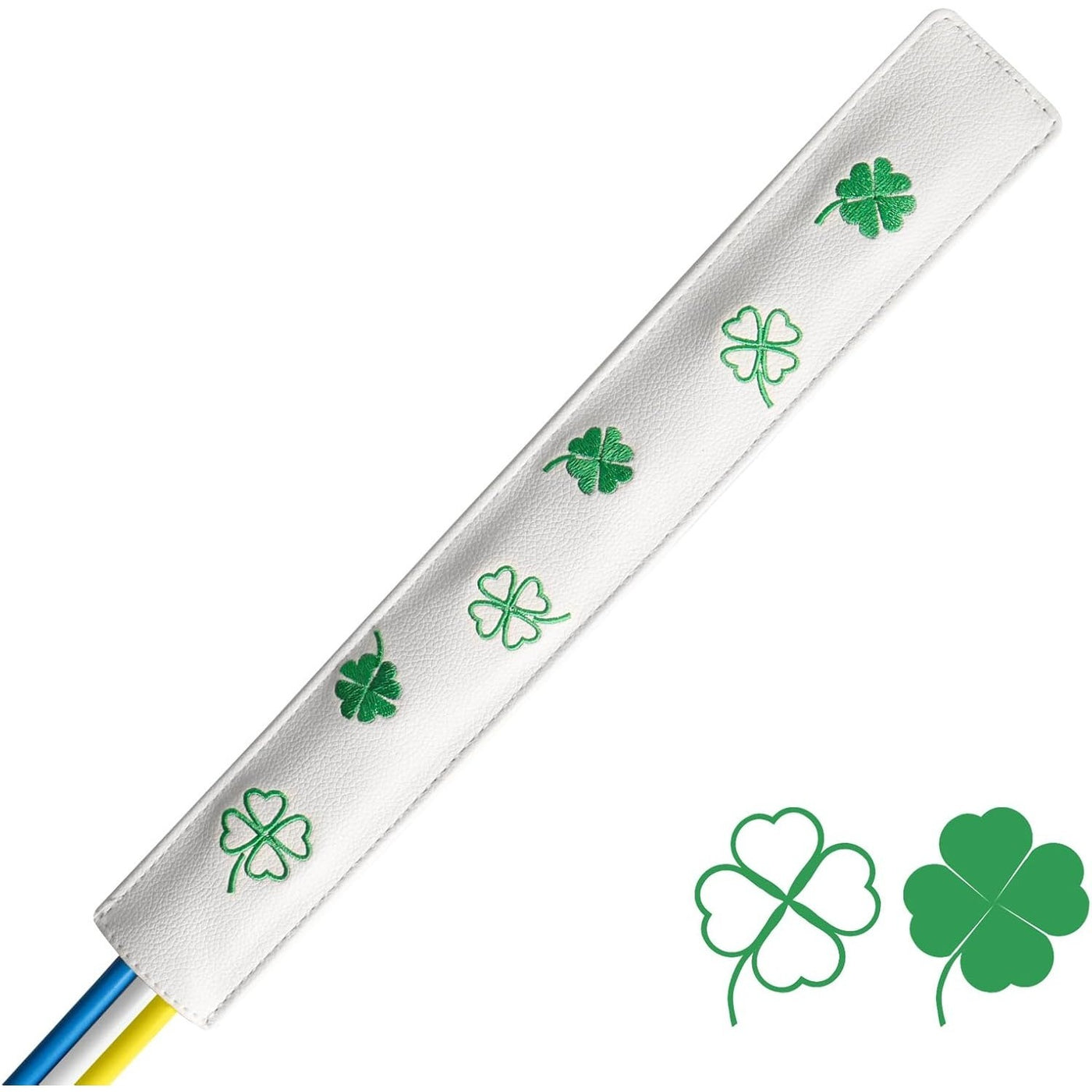 Golf Alignment Stick Cover Rods Holder Case Leather Lucky Clover 1 Pack