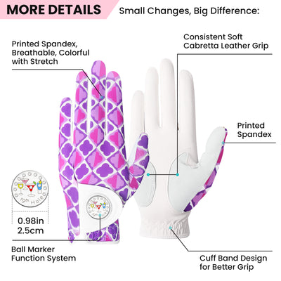 Golf Gloves Women Full Finger Blue Purple Combo 2 Pack