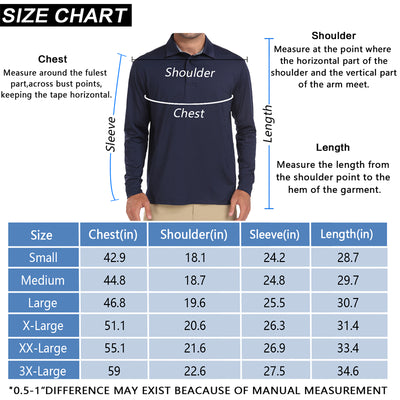 Performance Fit Long Sleeve Golf Shirt Men Blue