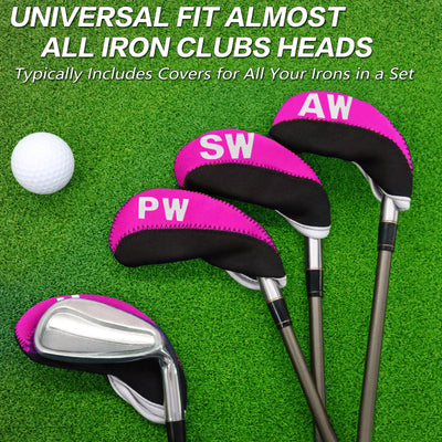 Golf Iron Covers Set Neoprene without Window Top 10 Pack Pink Black