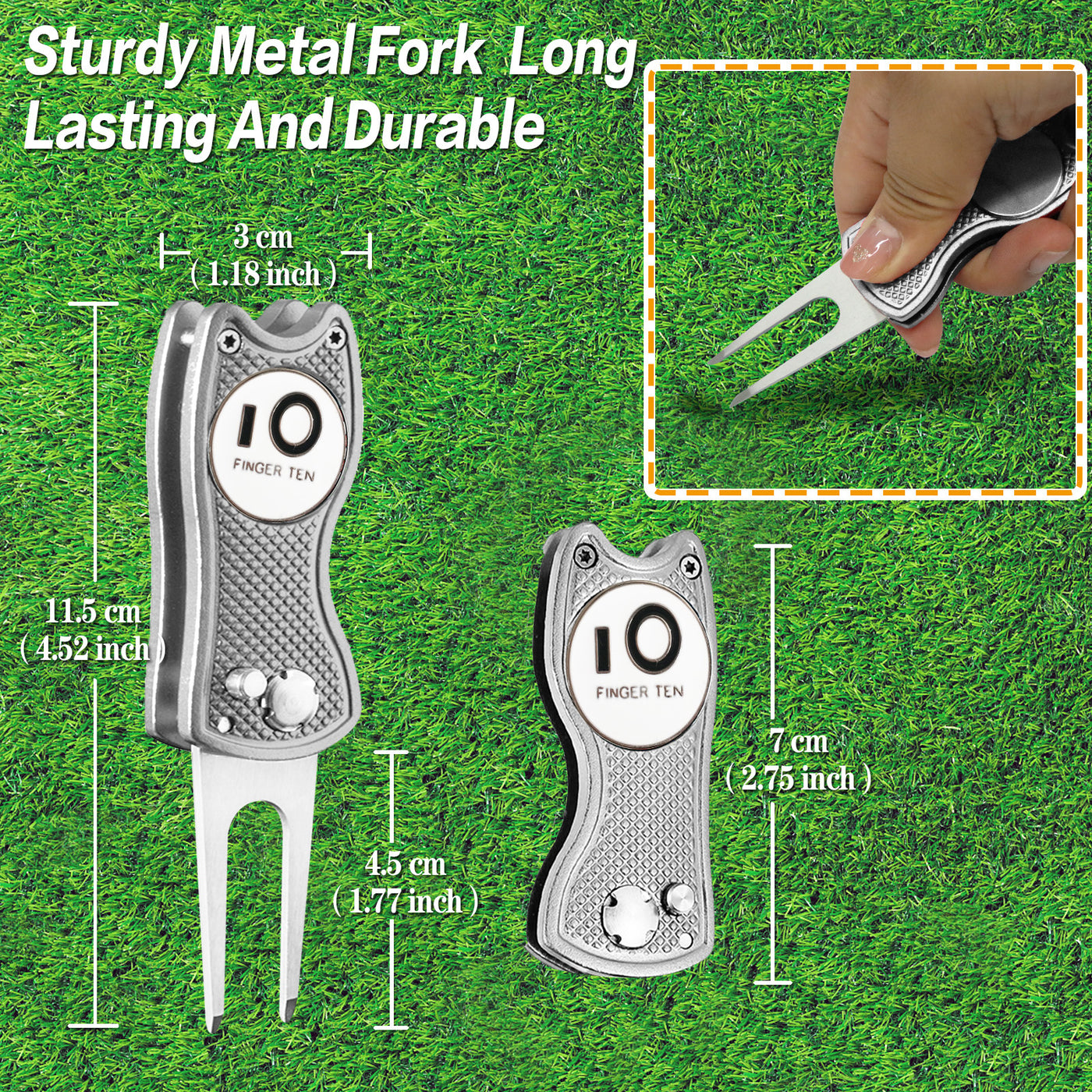 Lot de 2 outils de relèvement de gazon de golf avec marqueur de balle 