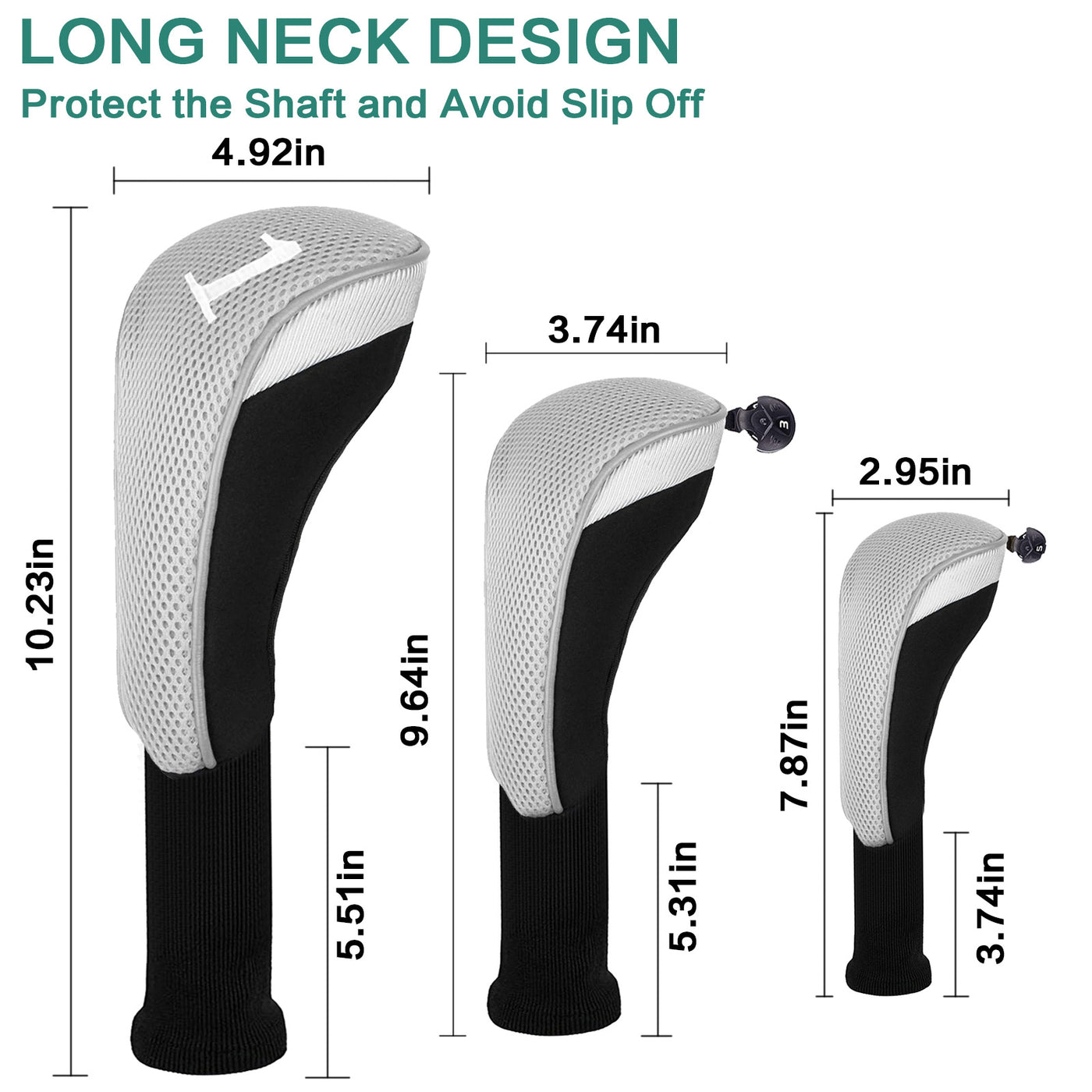 Golfschlägerkopfbedeckungen für Hölzer, Driver, Fairway, Hybrid, Vorteilspack, 3 Stück 