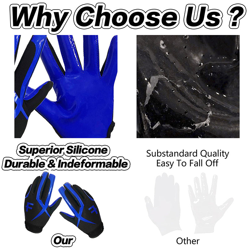 Football Gloves Youth Non-Slip Palm Receivers