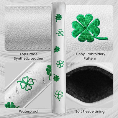 Golf Alignment Stick Cover Rods Holder Case Leather Lucky Clover 1 Pack