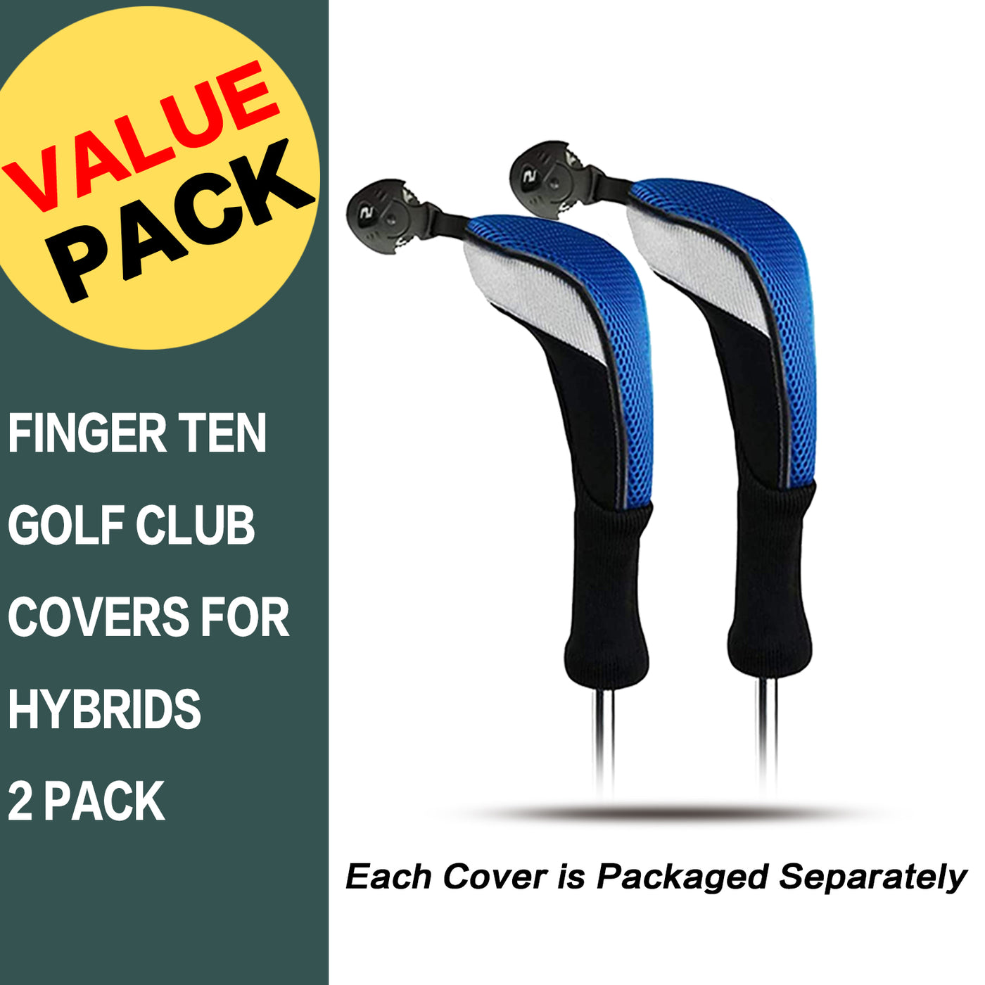 Golf Club Head Covers 2 Pack Fit All Wood Hybrid Clubs