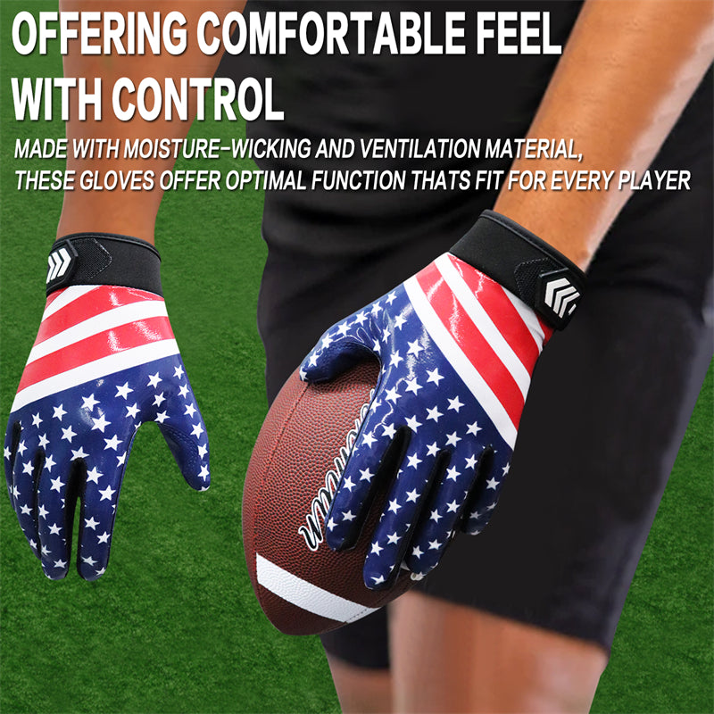 USA Flag Youth Football Receiver Gloves 1 Pair