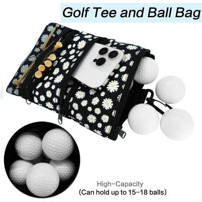 Golf Pouch Bag for Valuables Tee Color Zippered Pocket Gear Clip Hook to Bag