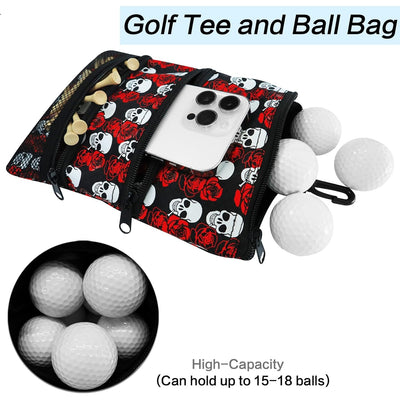 Golf Pouch Bag for Valuables Tee Color Zippered Pocket Gear Clip Hook to Bag