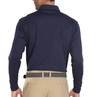 Performance Fit Long Sleeve Golf Shirt Men Navy Blue