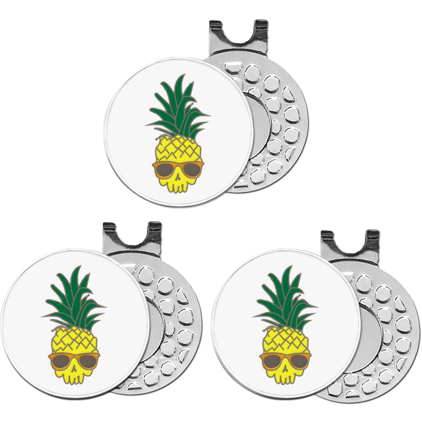 3 Pcs Golf Ball Markers with 3 Pack Hat Clip