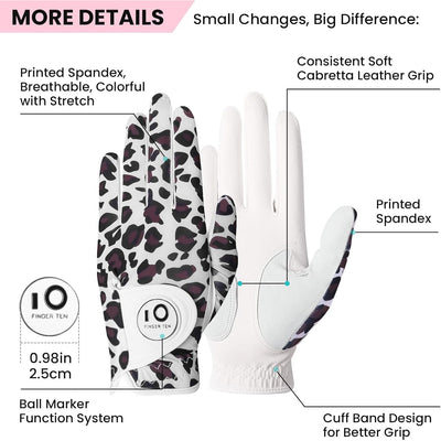 Golf Gloves Women Leopard Full Finger 1 Pack