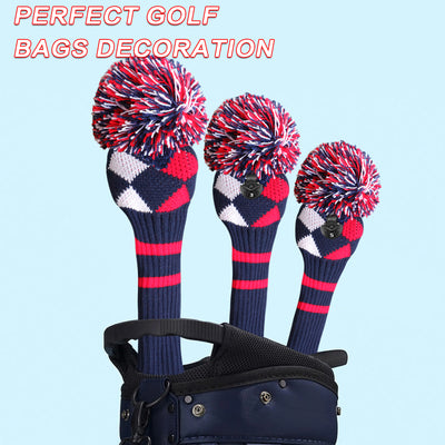 Golf Knit Head Covers Driver Fairway Woods Hybrid 3 Pack