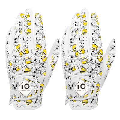 Golf Gloves Men Printed with Ball Marker 2 Pack