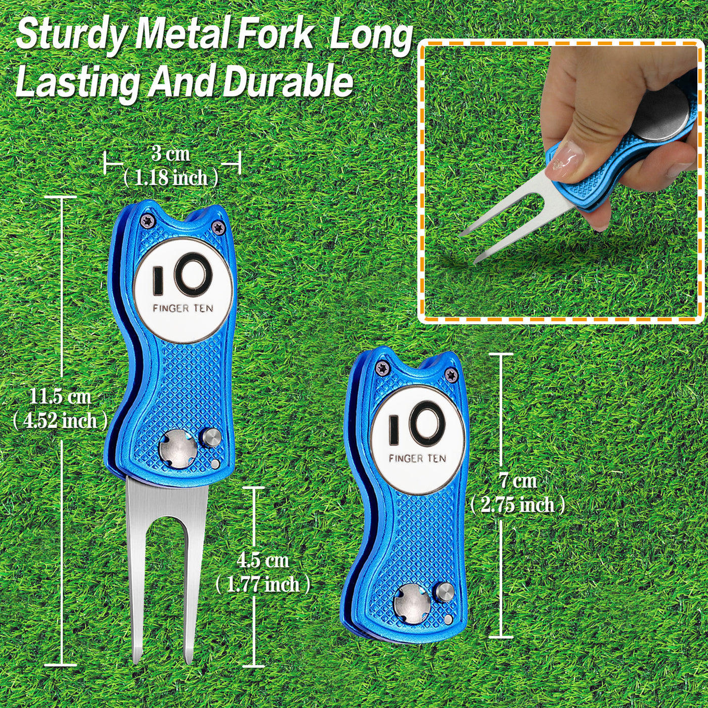 Lot de 2 outils de relèvement de gazon de golf avec marqueur de balle 