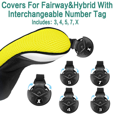 Golfschlägerkopfbedeckungen für Hölzer, Driver, Fairway, Hybrid, Vorteilspack, 3 Stück 