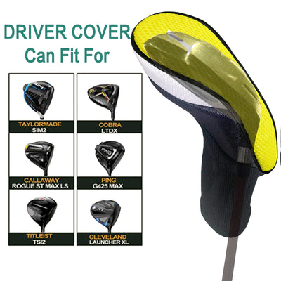 Lot de 5 housses de protection pour tête de club de golf Woods Driver Fairway Hybrid