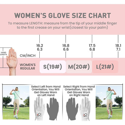 Women's Golf Gloves Mesh Rain Grip Hot Wet Weather 1 Pair