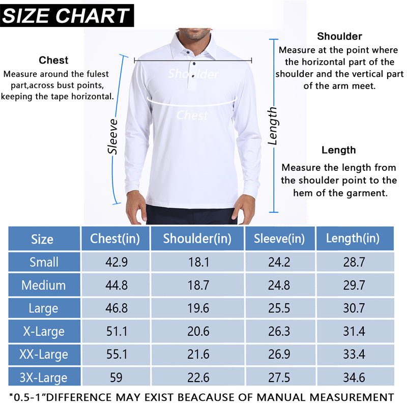 Performance Fit Long Sleeve Golf Shirt Men Navy Blue