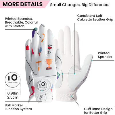 Golf Gloves Women Golf Party Full Finger 1 Pack