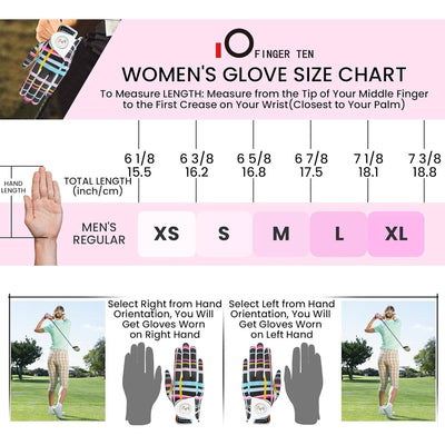 Golf Gloves Women Stripes Full Finger 1 Pack