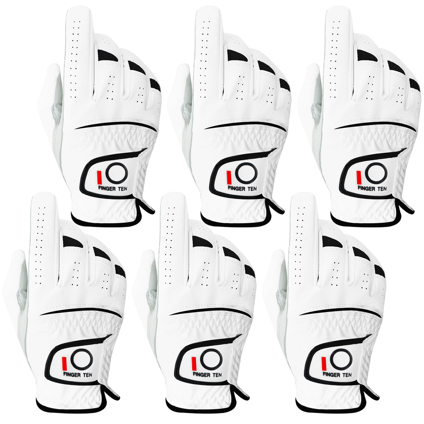 Golf Gloves Men 6 Pack All Weather Leather Grip