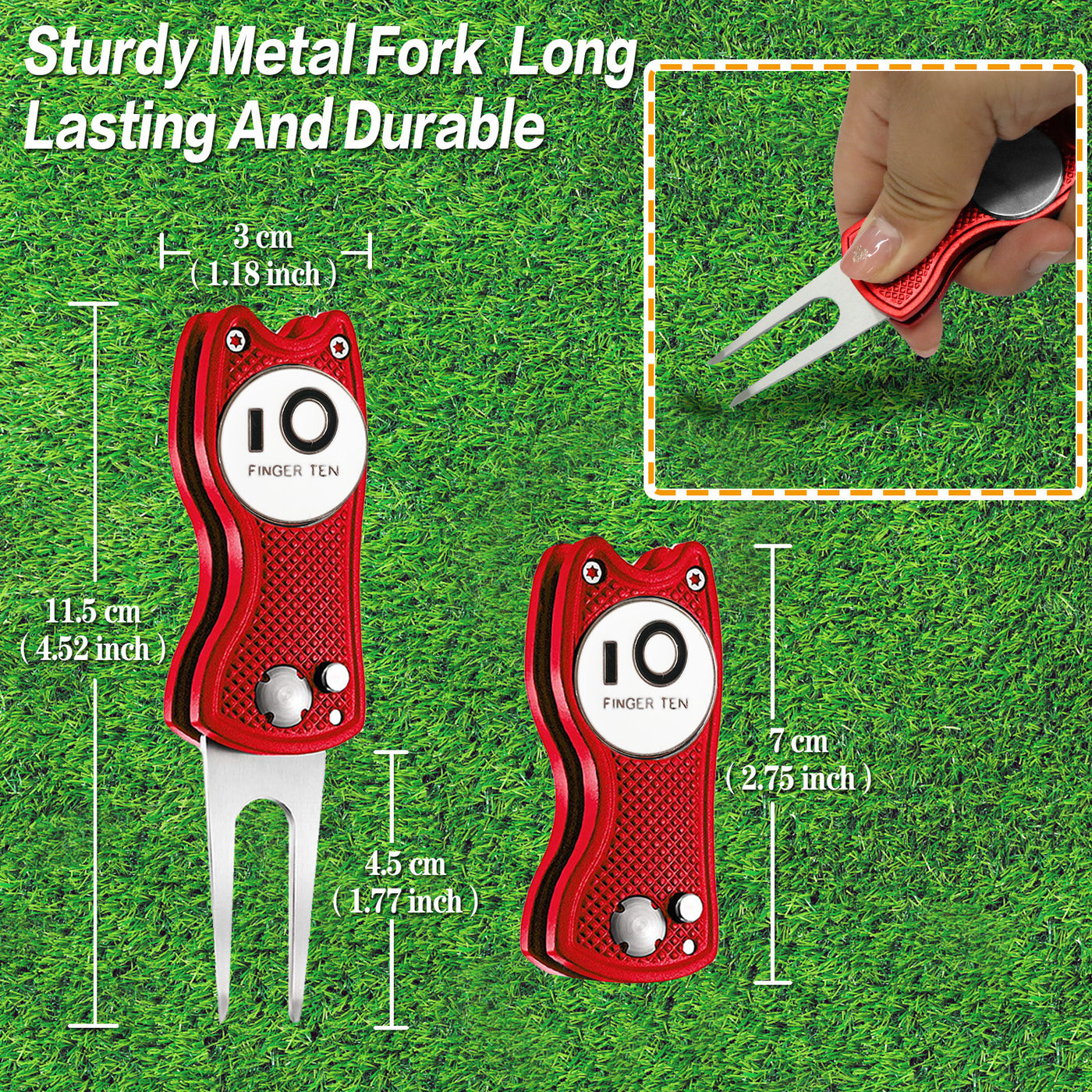 Lot de 2 outils de relèvement de gazon de golf avec marqueur de balle 