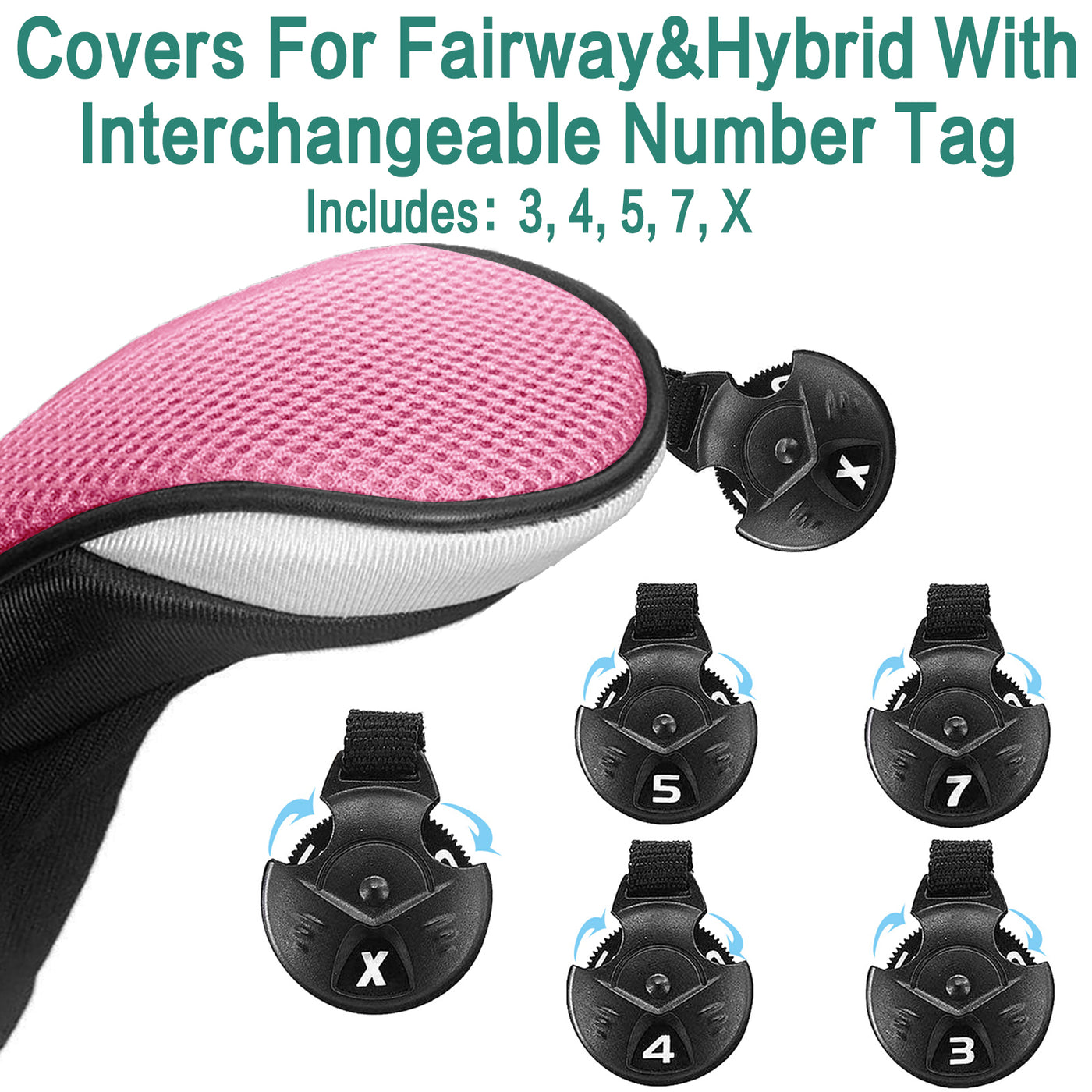 Golfschlägerkopfbedeckungen für Hölzer, Driver, Fairway, Hybrid, Vorteilspack, 3 Stück 