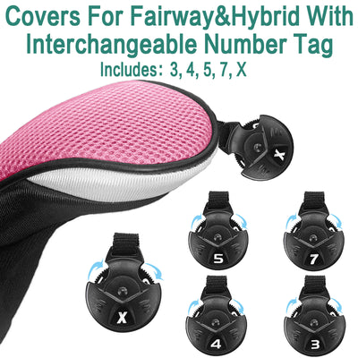 Golfschlägerkopfbedeckungen für Hölzer, Driver, Fairway, Hybrid, Vorteilspack, 3 Stück 