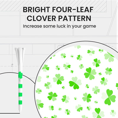Luck Clover Golf Tees 80 Driver with 20 Iron Plastic Tee Mixed Pack